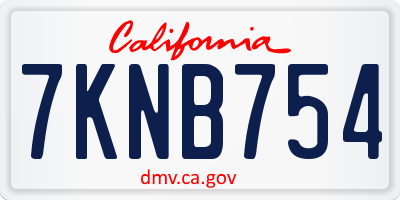 CA license plate 7KNB754