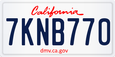 CA license plate 7KNB770