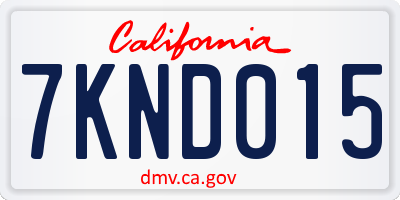 CA license plate 7KND015