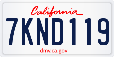 CA license plate 7KND119