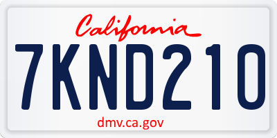 CA license plate 7KND210