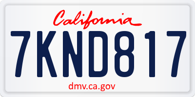 CA license plate 7KND817