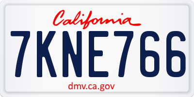 CA license plate 7KNE766