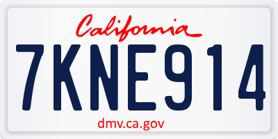 CA license plate 7KNE914