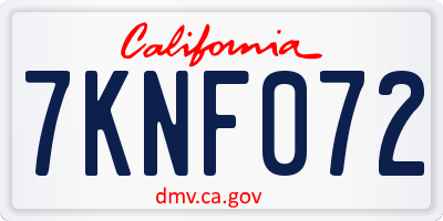 CA license plate 7KNF072