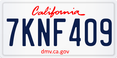 CA license plate 7KNF409