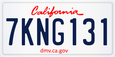 CA license plate 7KNG131