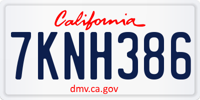 CA license plate 7KNH386