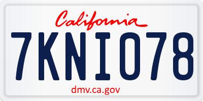 CA license plate 7KNI078