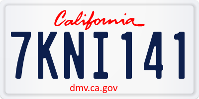 CA license plate 7KNI141