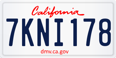 CA license plate 7KNI178