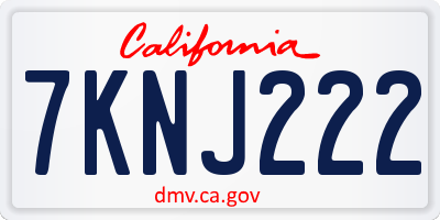 CA license plate 7KNJ222