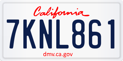 CA license plate 7KNL861