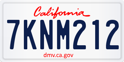 CA license plate 7KNM212