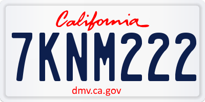 CA license plate 7KNM222