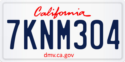 CA license plate 7KNM304