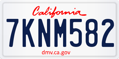 CA license plate 7KNM582