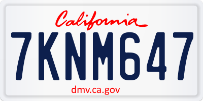 CA license plate 7KNM647