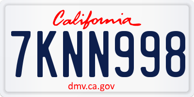 CA license plate 7KNN998