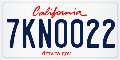 CA license plate 7KNO022