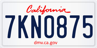 CA license plate 7KNO875