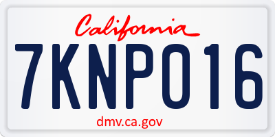 CA license plate 7KNP016