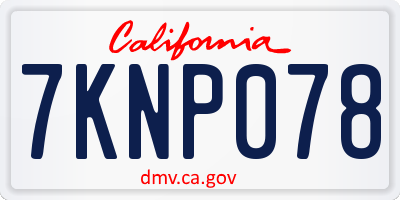CA license plate 7KNP078