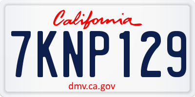 CA license plate 7KNP129