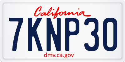 CA license plate 7KNP30