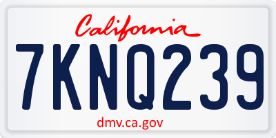 CA license plate 7KNQ239