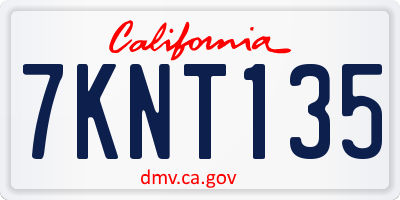 CA license plate 7KNT135
