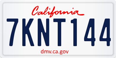 CA license plate 7KNT144