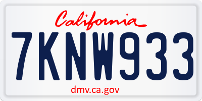 CA license plate 7KNW933
