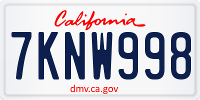 CA license plate 7KNW998