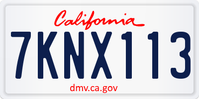 CA license plate 7KNX113