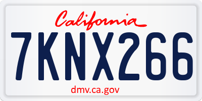 CA license plate 7KNX266
