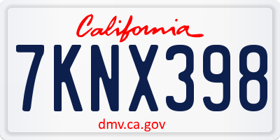 CA license plate 7KNX398