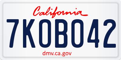 CA license plate 7KOB042
