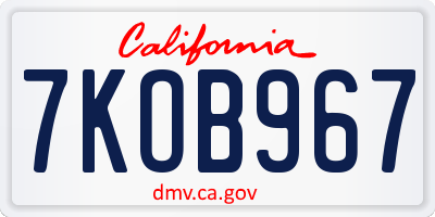 CA license plate 7KOB967