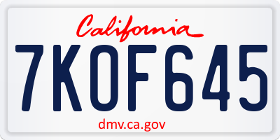CA license plate 7KOF645