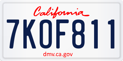 CA license plate 7KOF811