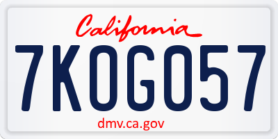 CA license plate 7KOG057
