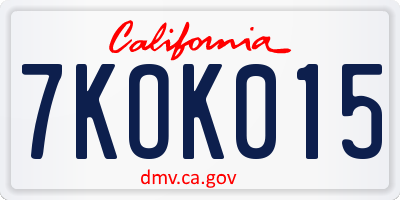 CA license plate 7KOK015