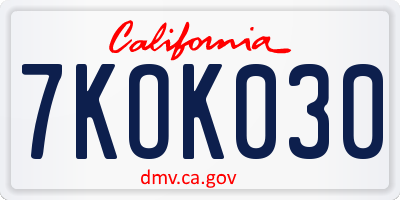 CA license plate 7KOK030