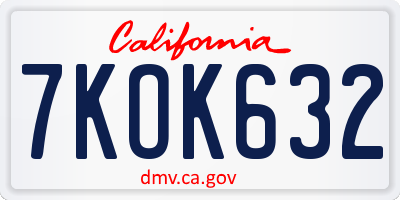 CA license plate 7KOK632
