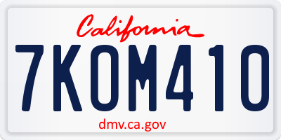 CA license plate 7KOM410