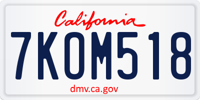 CA license plate 7KOM518