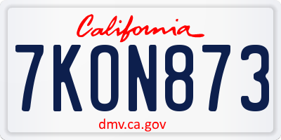 CA license plate 7KON873