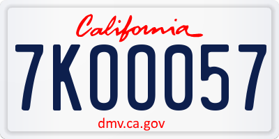 CA license plate 7KOO057
