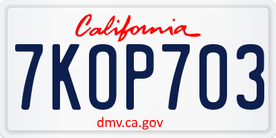CA license plate 7KOP703
